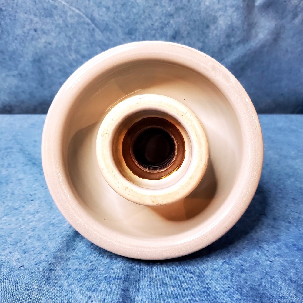 Vintage SBT Ohio Brass Co. Two-Tone Brown & White Porcelain Saddle Insulator - Picture 8 of 10